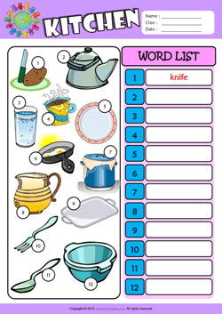 Kitchen Esl Printable Worksheets For Kids 3