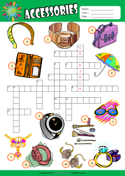 Accessories Crossword Puzzle ESL Vocabulary Worksheet