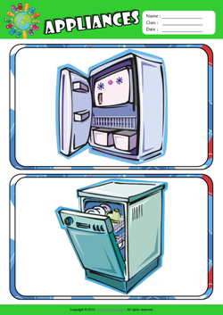 Appliances ESL Flashcards Set for Kids