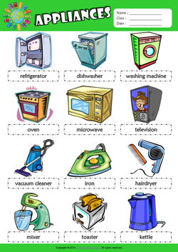 Names Of Household Appliances In English