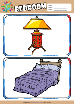 Bedroom ESL Flashcards Set for Kids