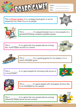 Board Games Find the Words ESL Vocabulary Worksheet