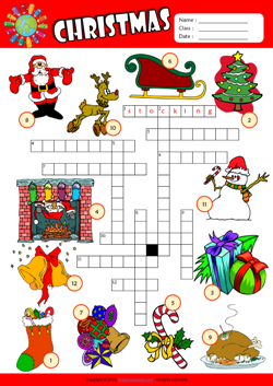 Christmas Crossword Puzzle ESL Vocabulary Worksheet