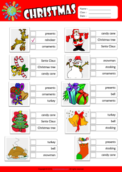 Christmas ESL Multiple Choice Worksheet For Kids