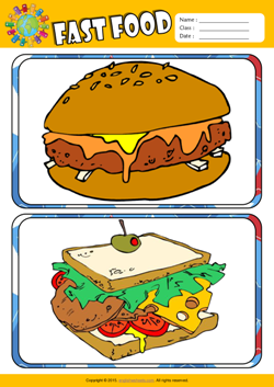 Fast Food ESL Flashcards Set for Kids