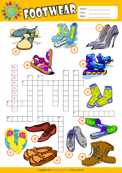 Footwear Crossword Puzzle ESL Vocabulary Worksheet