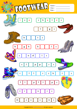 Footwear Missing Letters in Words ESL Vocabulary Worksheet