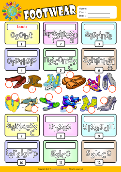 Footwear Unscramble Words ESL Vocabulary Worksheet