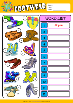 Footwear Write the Words ESL Vocabulary Worksheet