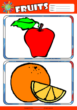 Fruits ESL Flashcards Set for Kids
