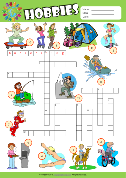 Hobbies Crossword Puzzle ESL Vocabulary Worksheet