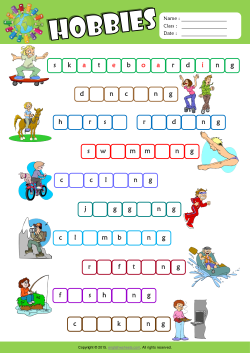 Hobbies Missing Letters in Words ESL Vocabulary Worksheet