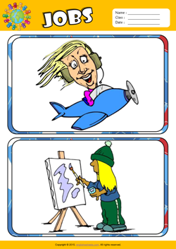 Jobs ESL Flashcards Set for Kids