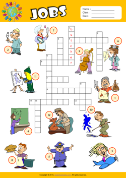 Jobs Crossword Puzzle ESL Vocabulary Worksheet