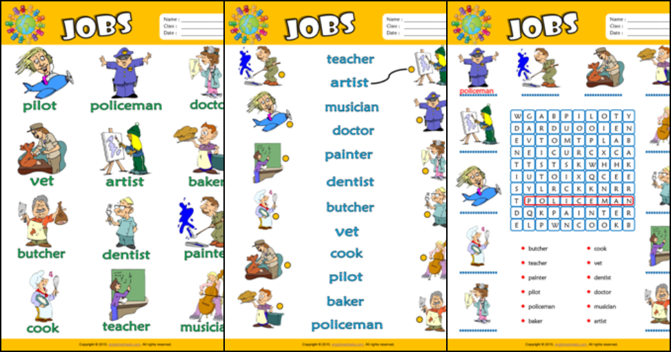 Jobs Esl Printable Worksheets For Kids 1