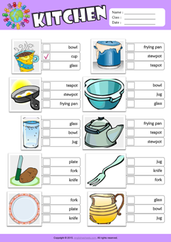Kitchen ESL Multiple Choice Worksheet For Kids