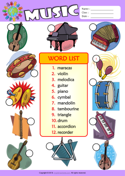 Musical Instruments Number the Pictures ESL Vocabulary Worksheet