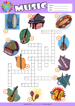 Musical Instruments Crossword Puzzle ESL Vocabulary Worksheet