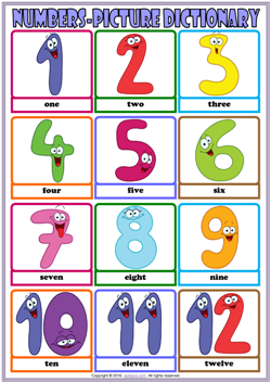 numbers esl picture dictionary for kids