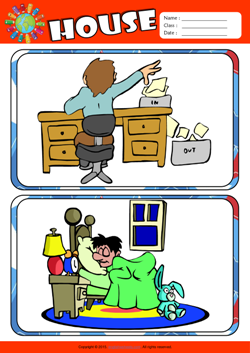 Parts of a House ESL Flashcards Set for Kids