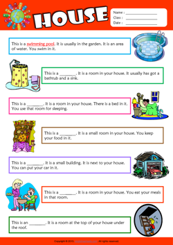 Parts of a House Find the Words ESL Vocabulary Worksheet