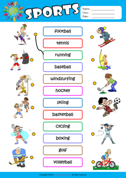 Sports ESL Matching Exercise Worksheet For Kids