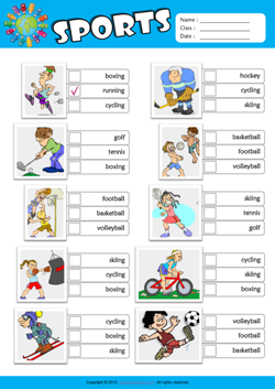 Sports ESL Multiple Choice Worksheet For Kids