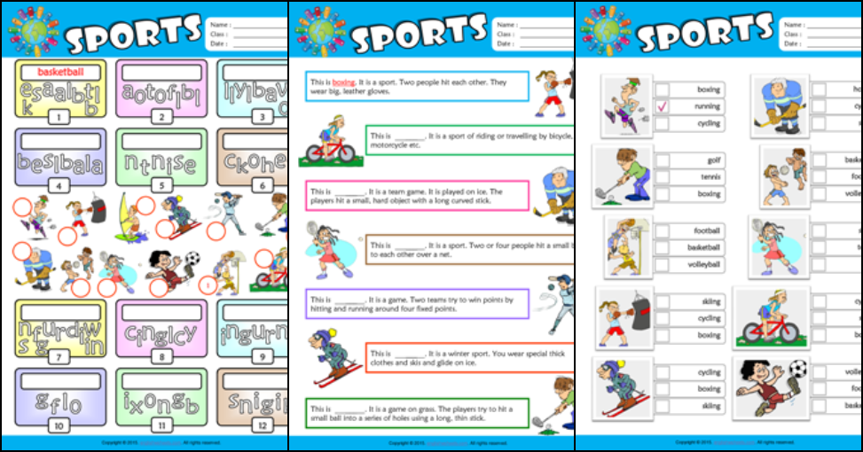Sports ESL Printable Worksheets For Kids 2