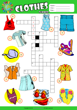Summer Clothes Crossword Puzzle ESL Vocabulary Worksheet