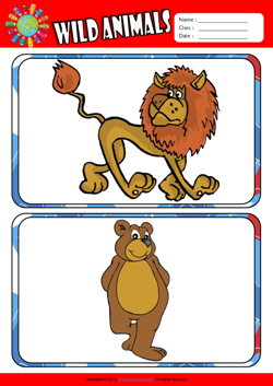 Wild Animals ESL Flashcards Set for Kids