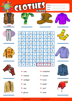 Winter Clothes Word Search Puzzle ESL Vocabulary Worksheet
