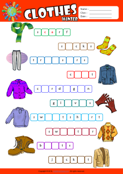 Winter Clothes Missing Letters in Words ESL Vocabulary Worksheet