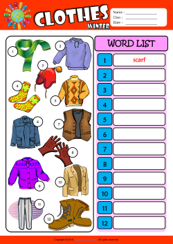 Winter Clothes Write the Words ESL Vocabulary Worksheet